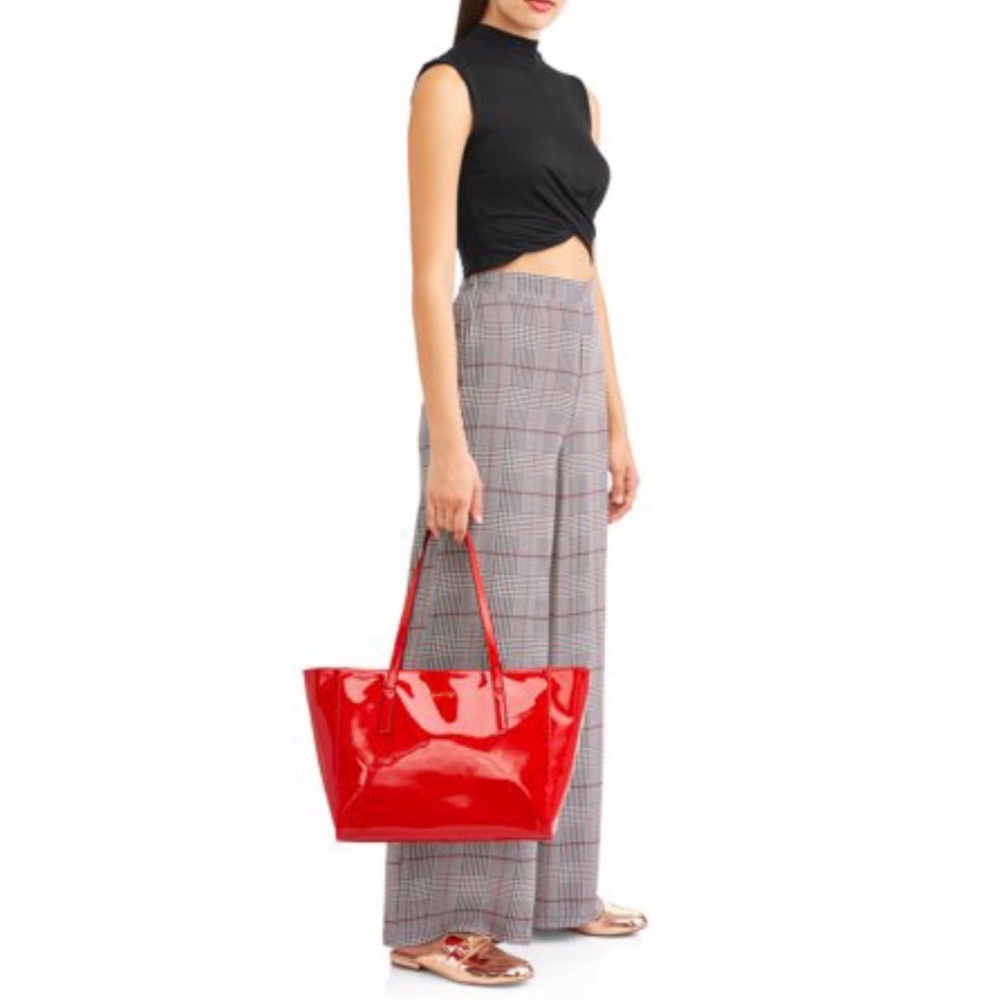 Kendall Kylie Red Faux Large Tote Bag Purse